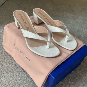 Stuart Weitzman White Leather Heeled Sandals